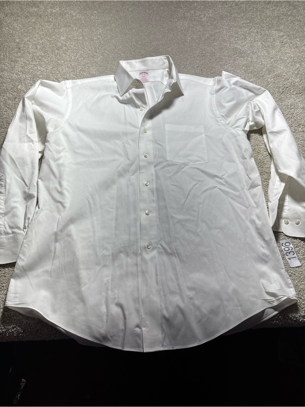 Brooks Brothers Madison  16 4/5  Long Sleeve Button Up Mens White Shirt